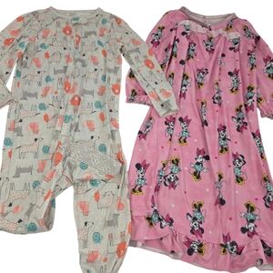 4T Bundle Girl's Pajamas- Minnie Nightgown & Footie PJs 1850-W